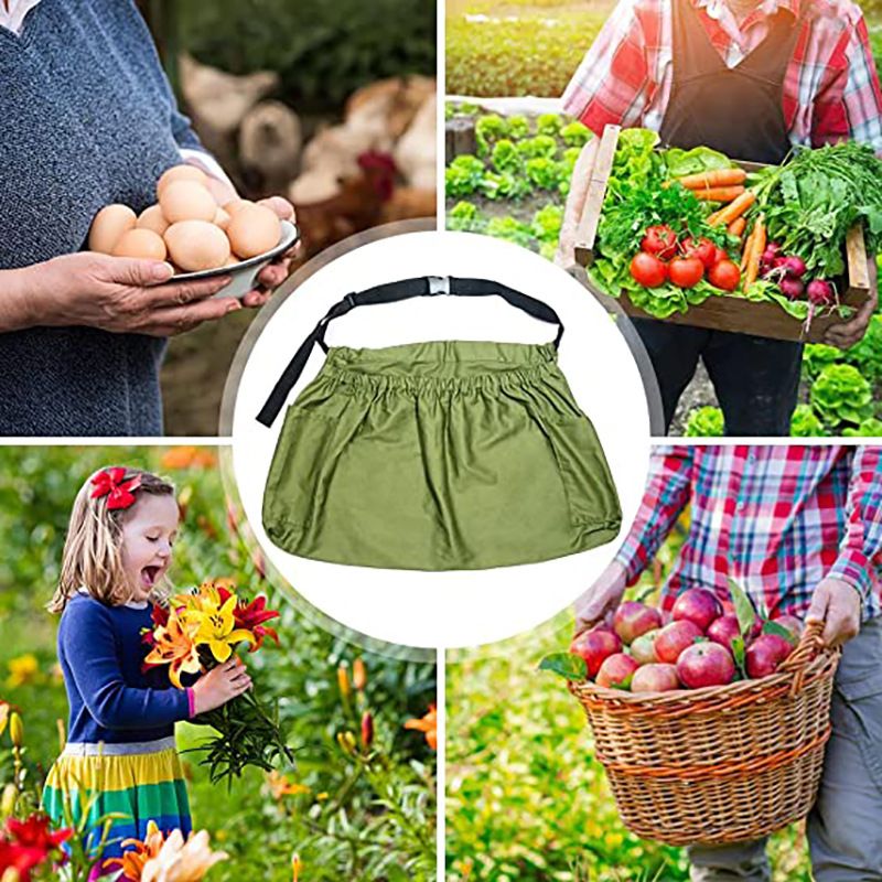 Harvest & Weeding Waist Apron with Pockets | Berry Picker/Garden Apron/Foraging Bag for Harvest - Vegetables, Fruits - Image 2