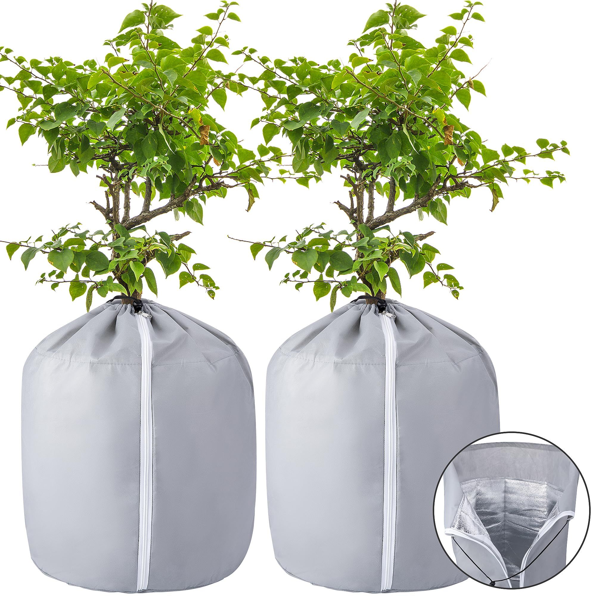 2-Pack Plant Pot Covers for Winter Freeze Protection - Frost Protection Cover for Outdoor Plants & Shrubs (grey) - Image 1