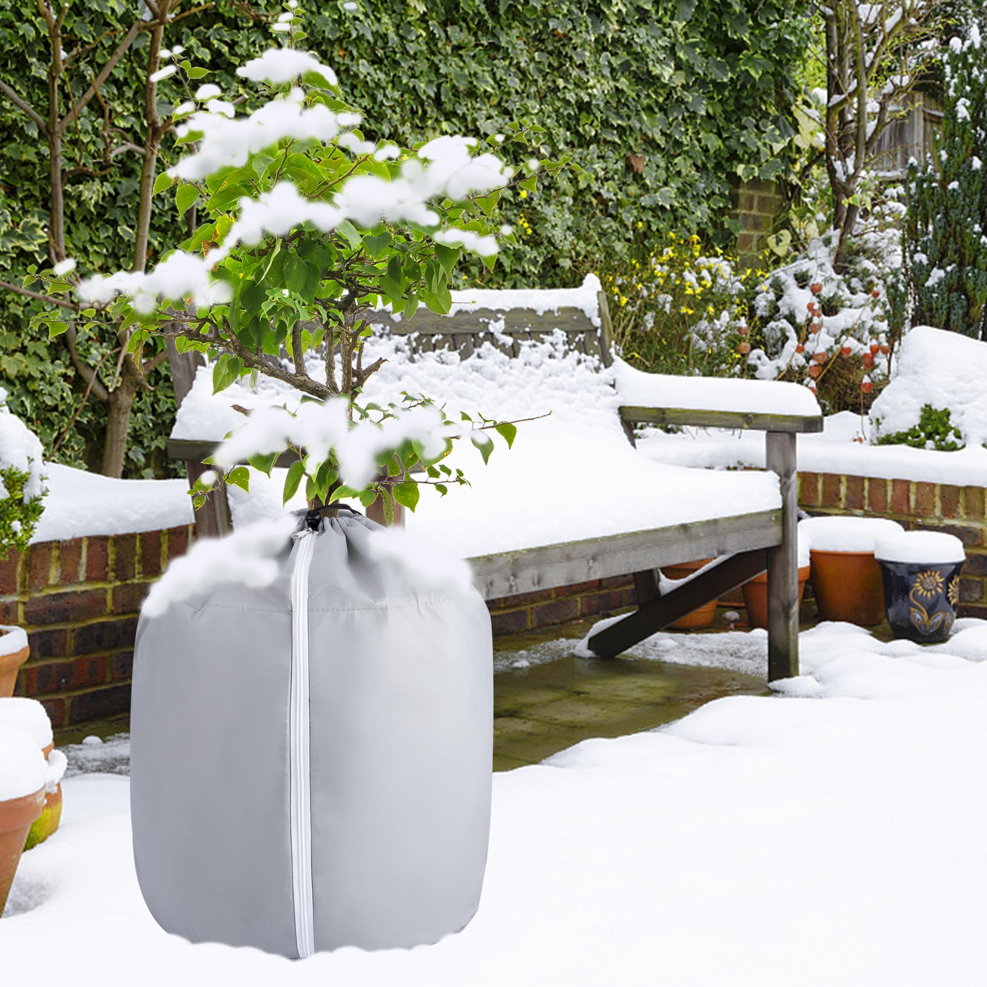 2-Pack Plant Pot Covers for Winter Freeze Protection - Frost Protection Cover for Outdoor Plants & Shrubs (grey) - Image 4