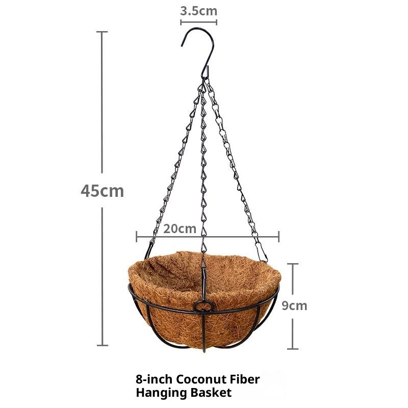 Series Hanging Basket, 8-Inch with Chain Metal Hanging Baskets for Plants Outdoor Hanging Flower Pots Outdoor Decorative Round Wire Plant Holder - Image 5