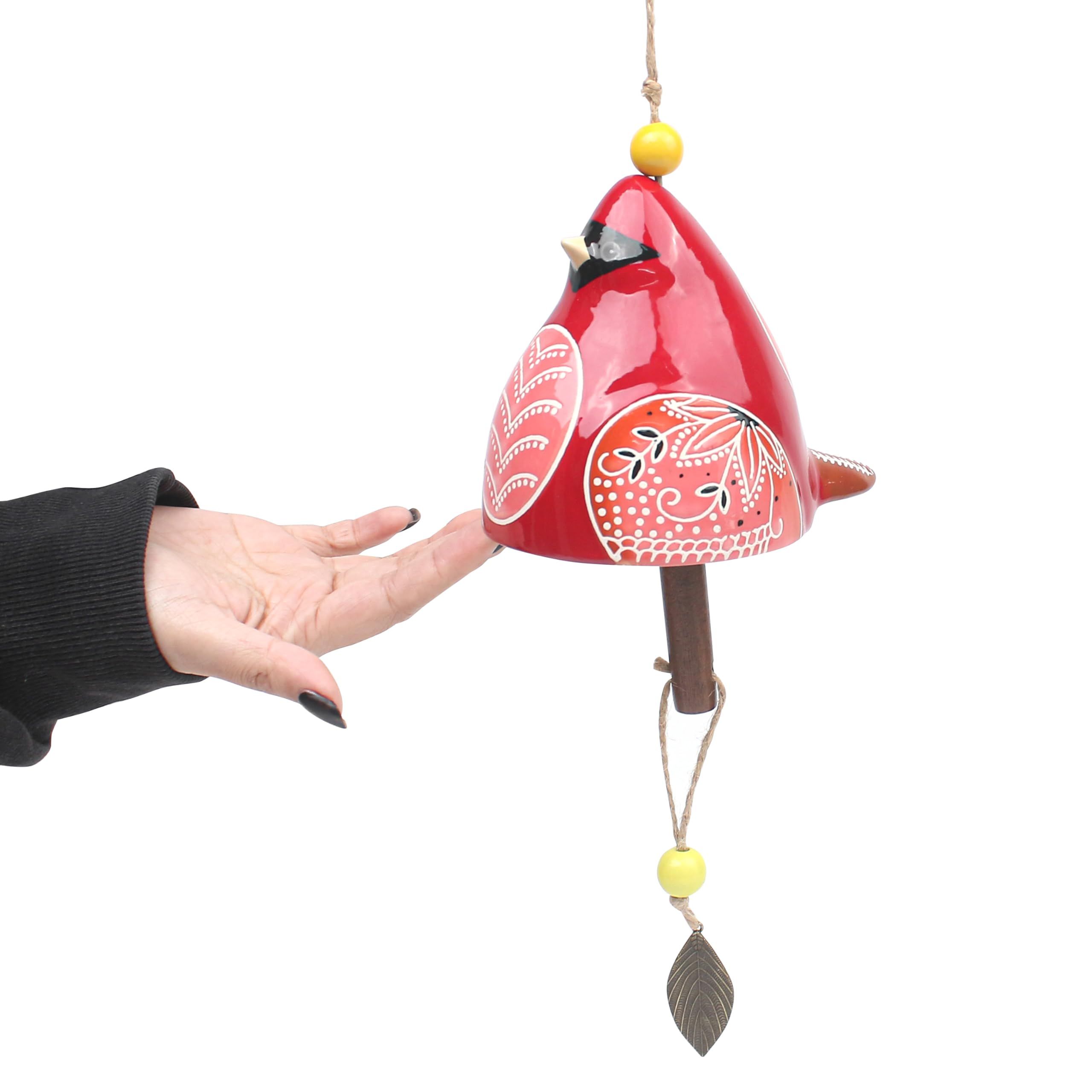 Bird Song Bell Wind Chime, Windchimes for Rustic Music Garden Backyard Church Decoration Porch Outside Outdoor Festival Memorial Gift (Red，12*11*9cm) - Image 1