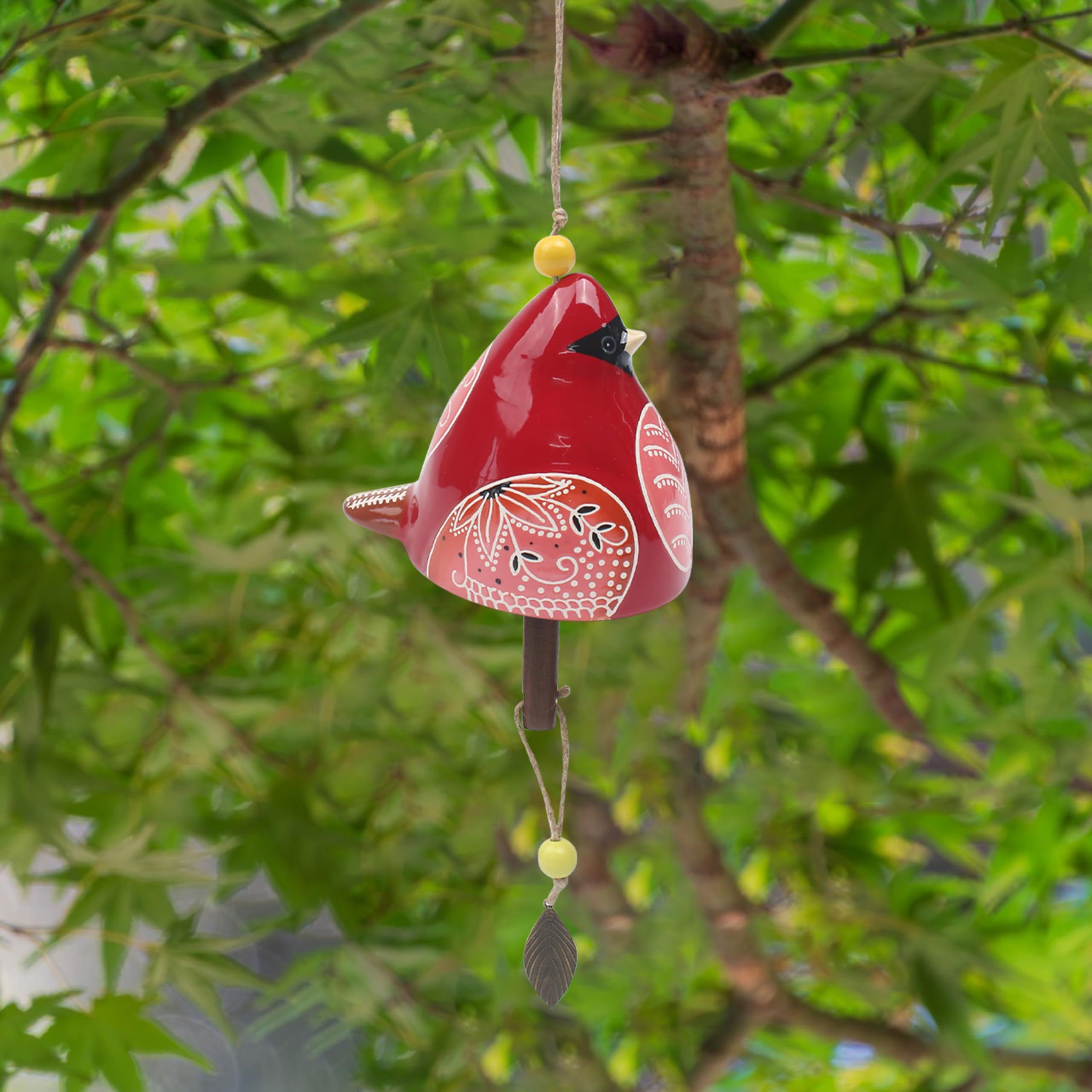 Bird Song Bell Wind Chime, Windchimes for Rustic Music Garden Backyard Church Decoration Porch Outside Outdoor Festival Memorial Gift (Red，12*11*9cm) - Image 2