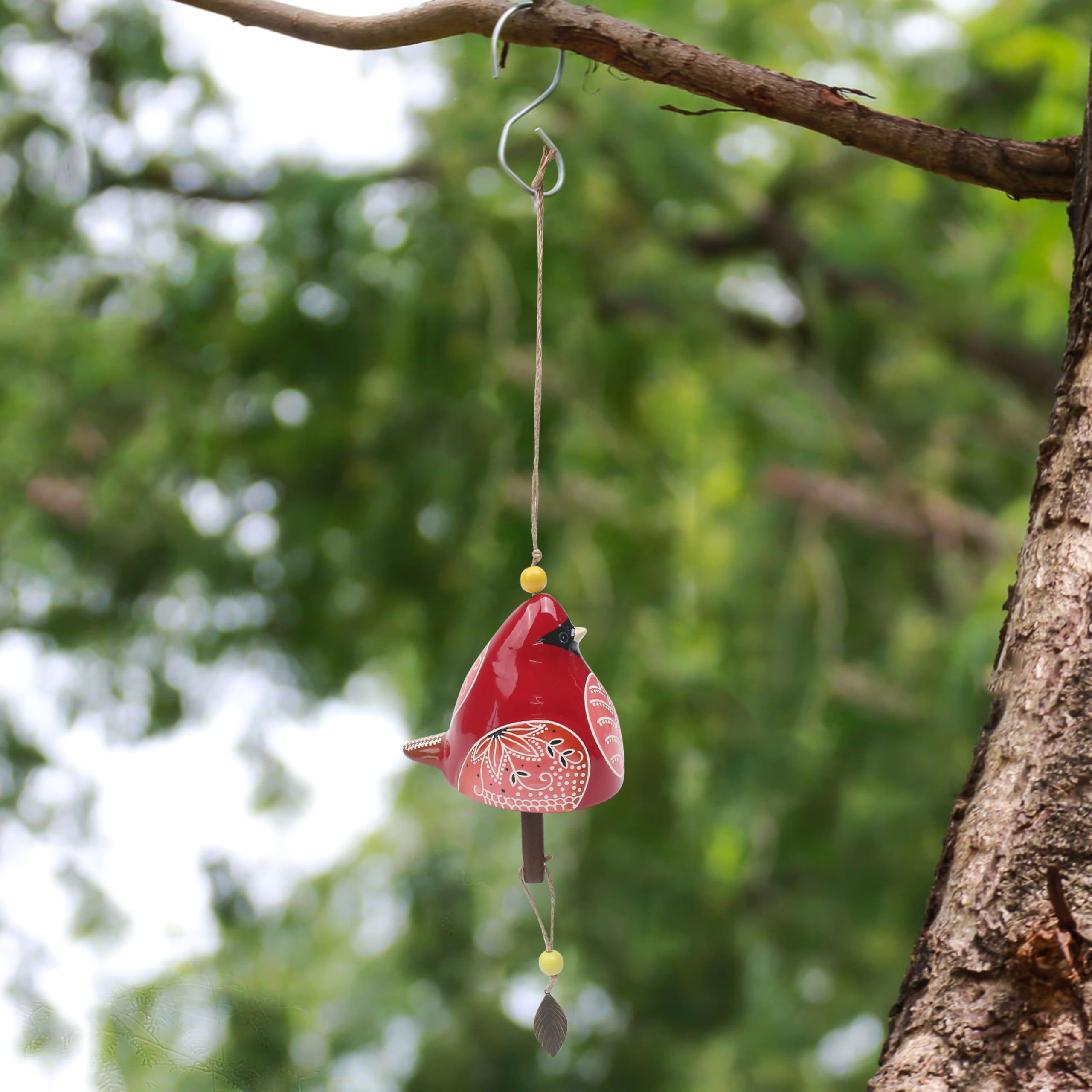 Bird Song Bell Wind Chime, Windchimes for Rustic Music Garden Backyard Church Decoration Porch Outside Outdoor Festival Memorial Gift (Red，12*11*9cm) - Image 3