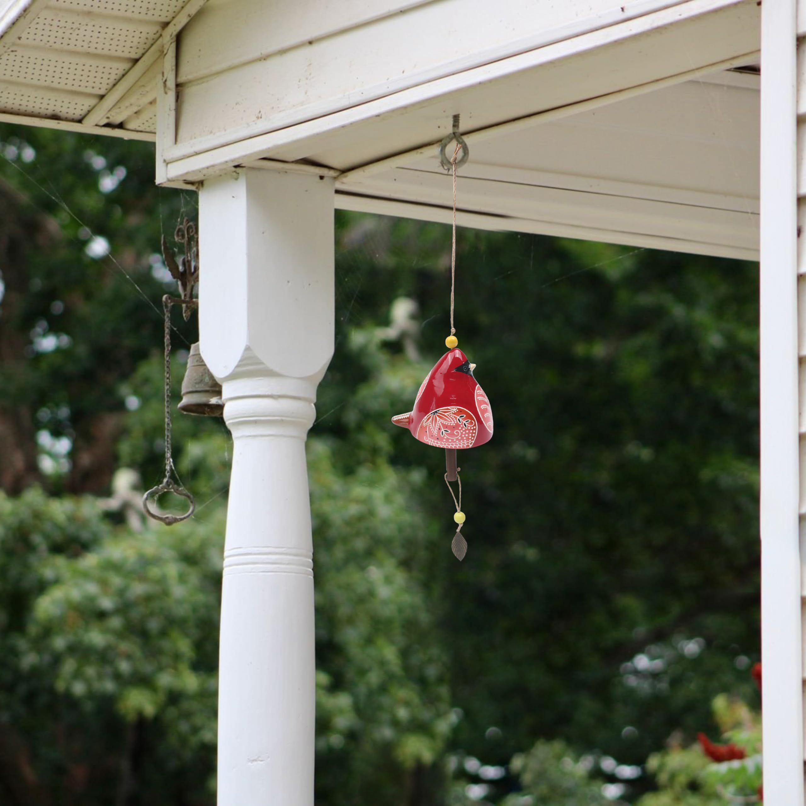 Bird Song Bell Wind Chime, Windchimes for Rustic Music Garden Backyard Church Decoration Porch Outside Outdoor Festival Memorial Gift (Red，12*11*9cm) - Image 4