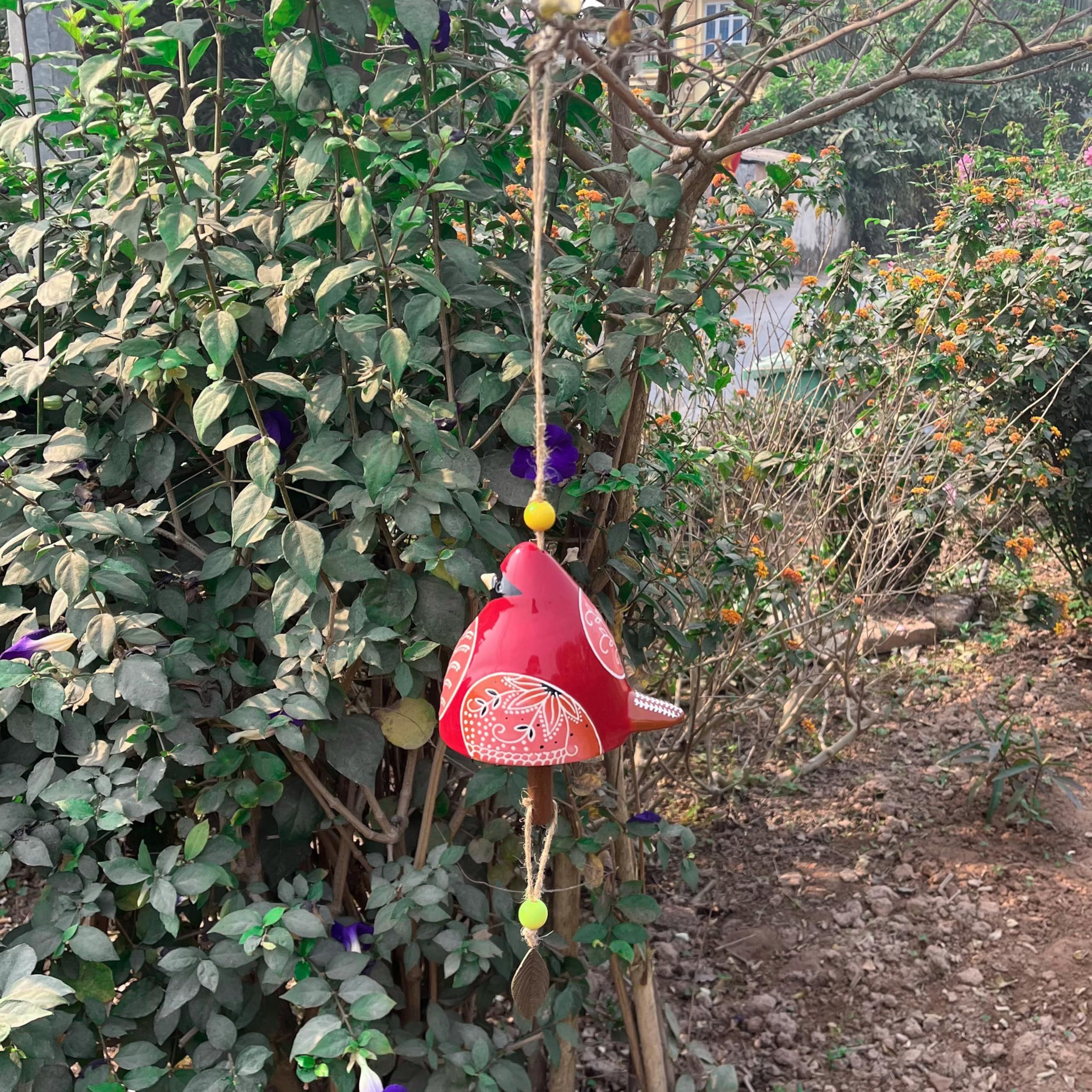 Bird Song Bell Wind Chime, Windchimes for Rustic Music Garden Backyard Church Decoration Porch Outside Outdoor Festival Memorial Gift (Red，12*11*9cm) - Image 5