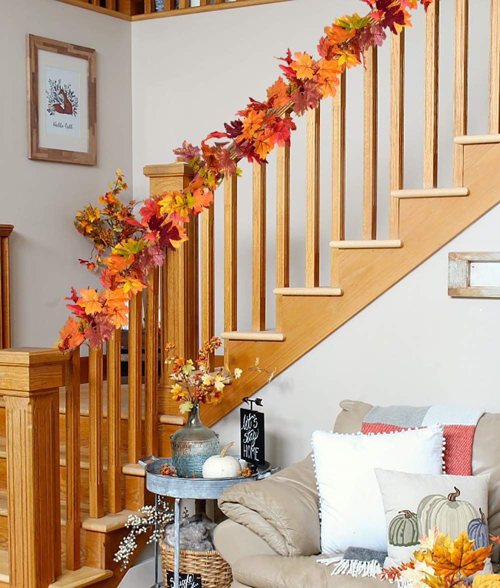 2 Pack Fall Garland Maple Leaf,175cm Hanging Vine Autumn Foliage Thanksgiving Decor for Home Wedding Fireplace Party Christmas - Image 4