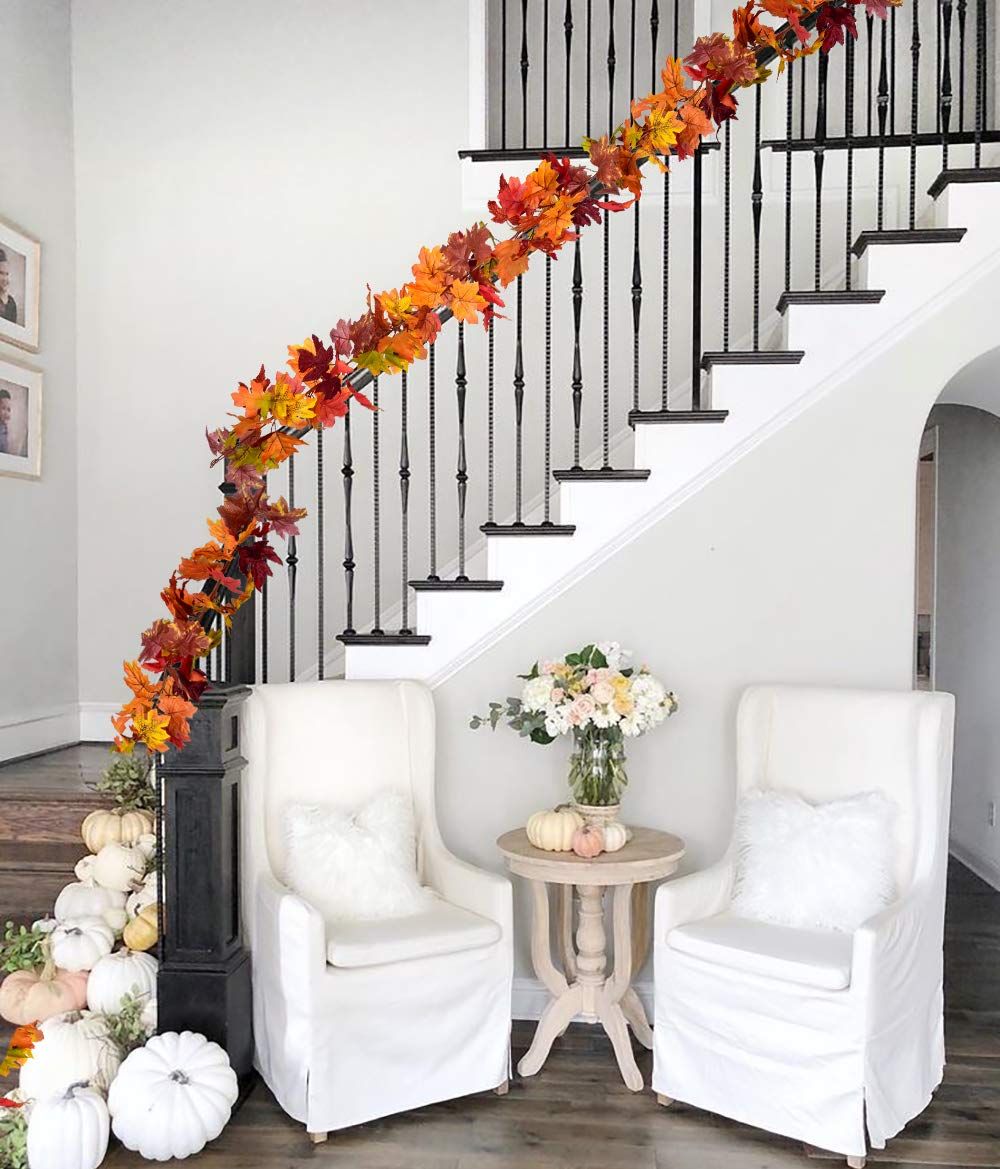 2 Pack Fall Garland Maple Leaf,175cm Hanging Vine Autumn Foliage Thanksgiving Decor for Home Wedding Fireplace Party Christmas - Image 5