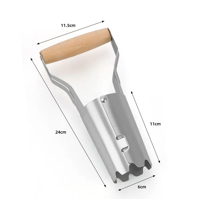 Steel Bulb Planter Tool for Planting Bulbs - High Carbon Steel & Comfortable Wood Carved Handle - Depth Marker for Consistent Planting Flowers Tulips, Daffodils, Dahlias (2pcs，24*11.5*6cm) - Image 5