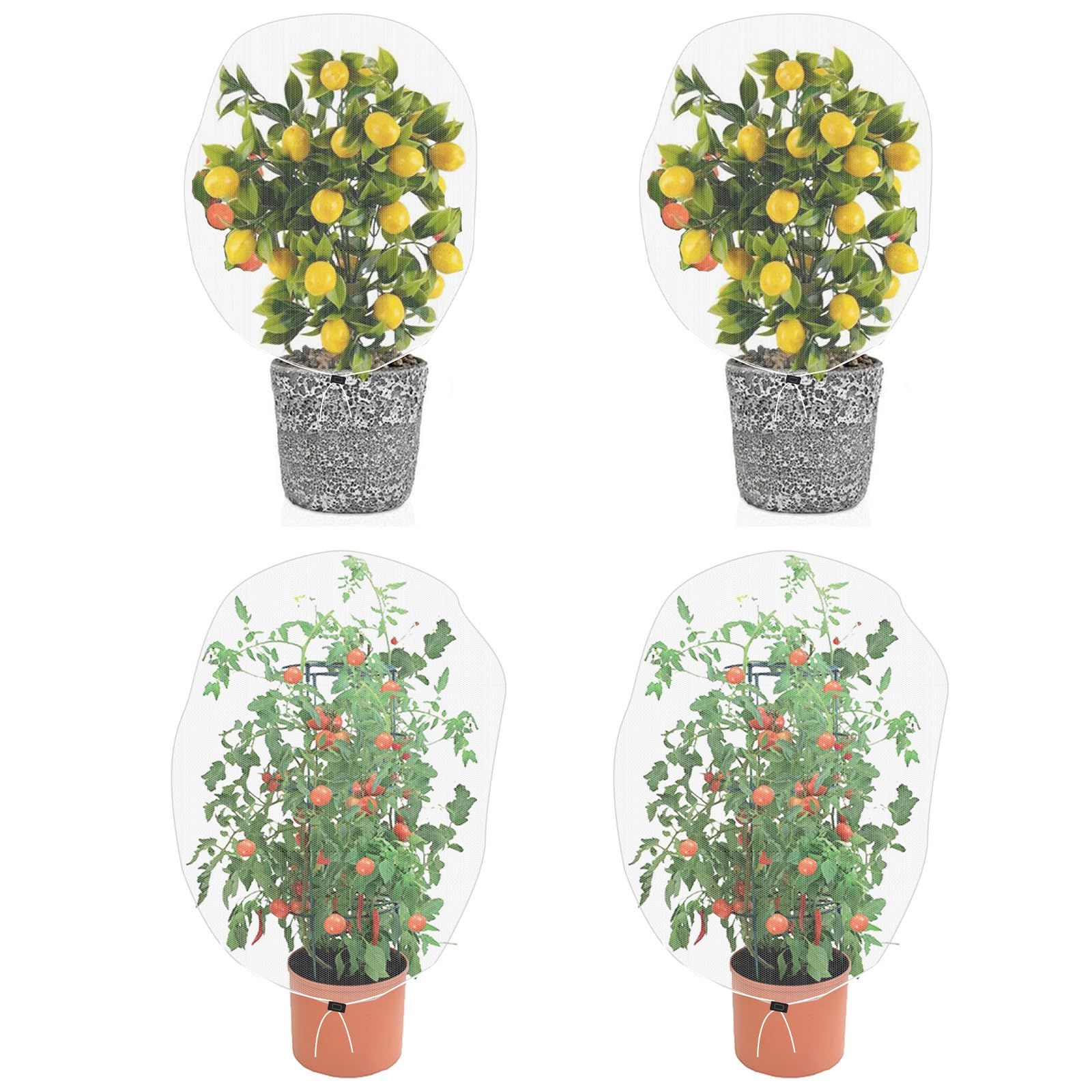 Garden Mesh Netting for Plants, 4 Pack Insect Bird Barrier Net Mesh with Drawstring, 1*1m Garden Bug Netting Plant Cover for Protect Fruit Tree Vegetable Flower - Image 1