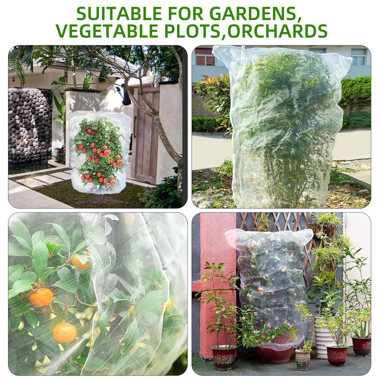 Garden Mesh Netting for Plants, 4 Pack Insect Bird Barrier Net Mesh with Drawstring, 1*1m Garden Bug Netting Plant Cover for Protect Fruit Tree Vegetable Flower - Image 2