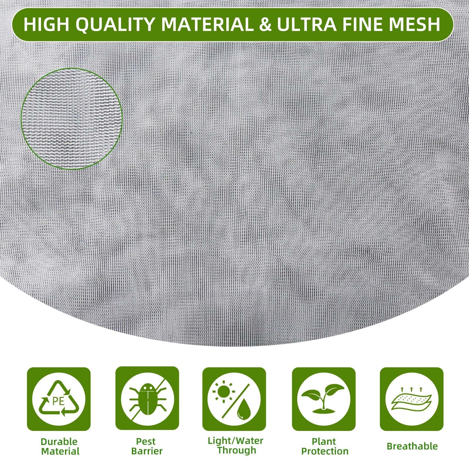 Garden Mesh Netting for Plants, 4 Pack Insect Bird Barrier Net Mesh with Drawstring, 1*1m Garden Bug Netting Plant Cover for Protect Fruit Tree Vegetable Flower - Image 4