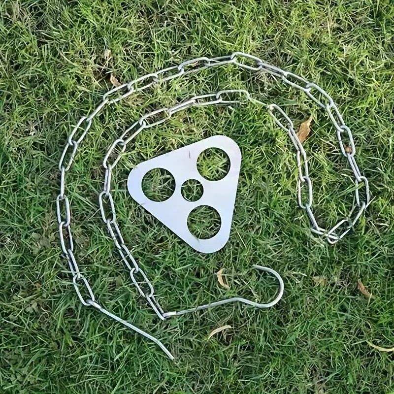 Camping Tripod Board，Turn Branches into Campfire Tripod ，Stainless Steel Campfire Support Plate with Adjustable Chain，for Hanging Cookware,Portable Camping Gear - Image 2