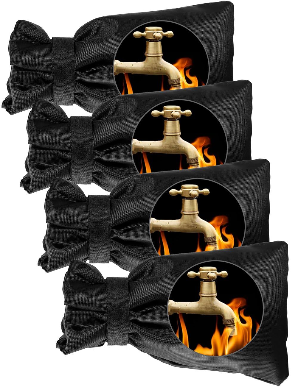 Outdoor Faucet Cover,Outside Freeze Proof Covers for Winter,4Pcs  Spigot Cover,Freeze Miser,Outlet Insulation,Garden Hose Bib Cover Socks,Antifreeze Protection Water Faucet Cap - Image 1