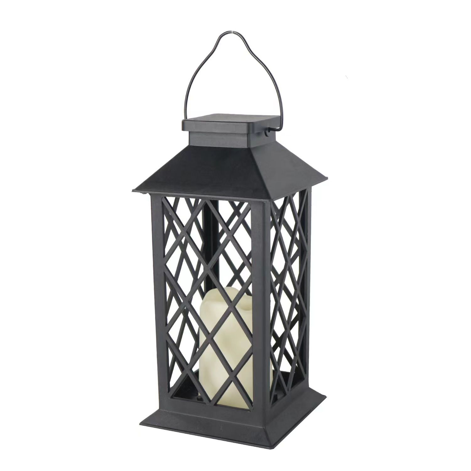 Solar Outdoor Lantern, Garden Hanging Waterproof Lanterns PVC Upgrade 3 LED Flickering Flameless Candle Decorative for Garden Women Mom Grandma Halloween Gifts (Grid Candle) - Image 1