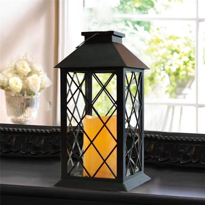 Solar Outdoor Lantern, Garden Hanging Waterproof Lanterns PVC Upgrade 3 LED Flickering Flameless Candle Decorative for Garden Women Mom Grandma Halloween Gifts (Grid Candle) - Image 4