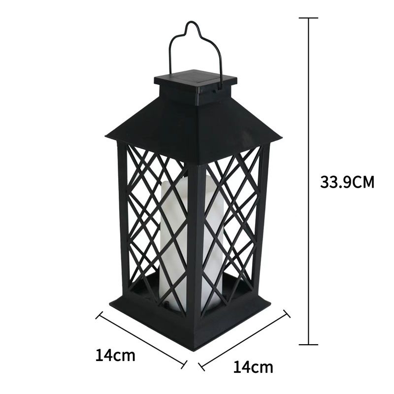 Solar Outdoor Lantern, Garden Hanging Waterproof Lanterns PVC Upgrade 3 LED Flickering Flameless Candle Decorative for Garden Women Mom Grandma Halloween Gifts (Grid Candle) - Image 5