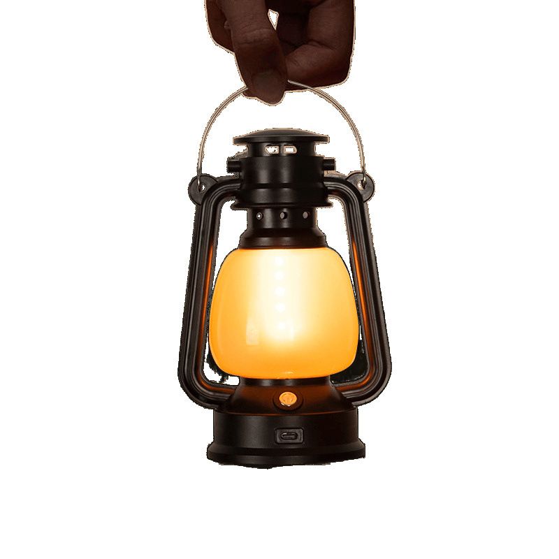 Farmhouse Rustic Accent Electric Lantern Oil Lamp with LED Bulb Black Matte Nightstand Table Lamps Antique Light Study Room 7.5 Inches Tall Cabin Kitchen Winery Restaurant Bar - Image 1