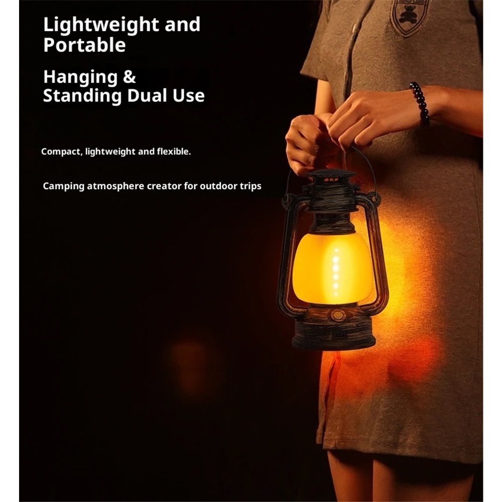 Farmhouse Rustic Accent Electric Lantern Oil Lamp with LED Bulb Black Matte Nightstand Table Lamps Antique Light Study Room 7.5 Inches Tall Cabin Kitchen Winery Restaurant Bar - Image 2