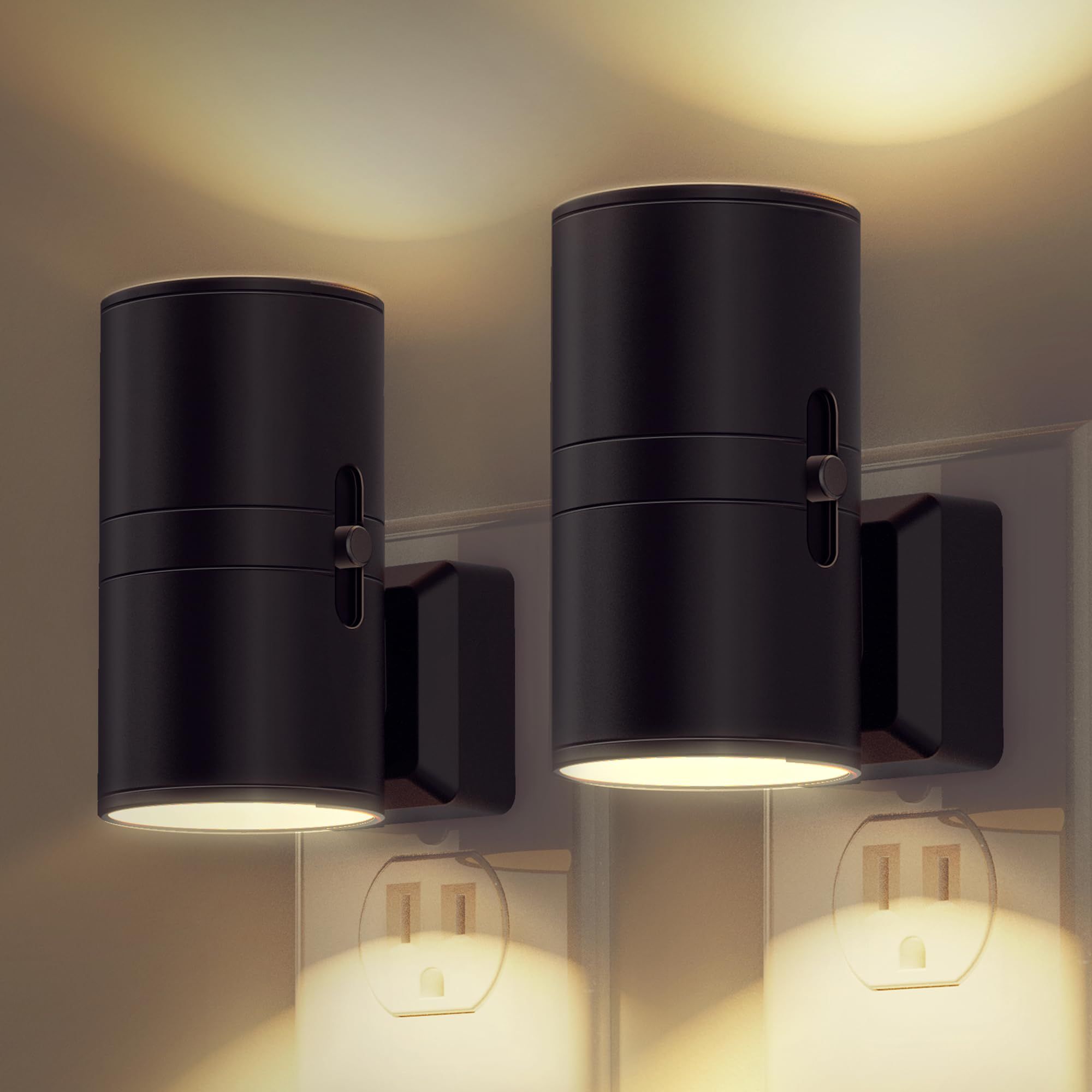 Night Lights Plug into Wall, Dimmable Night Light Plug in, Modern Night Lights with Dusk to Dawn Light Sensor, Soft White 3000K, Adjustable Brightness Nightlight for Hallway Bedroom, 2 Pack，4.8*8.8cm - Image 1