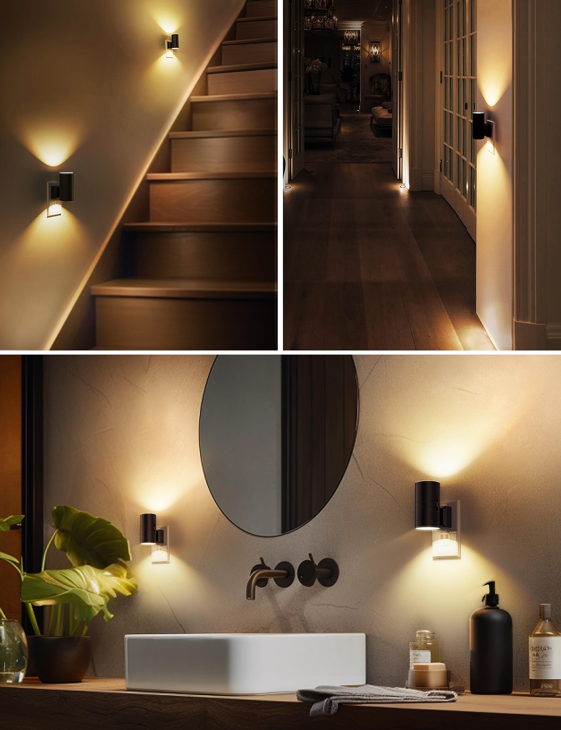 Night Lights Plug into Wall, Dimmable Night Light Plug in, Modern Night Lights with Dusk to Dawn Light Sensor, Soft White 3000K, Adjustable Brightness Nightlight for Hallway Bedroom, 2 Pack，4.8*8.8cm - Image 4