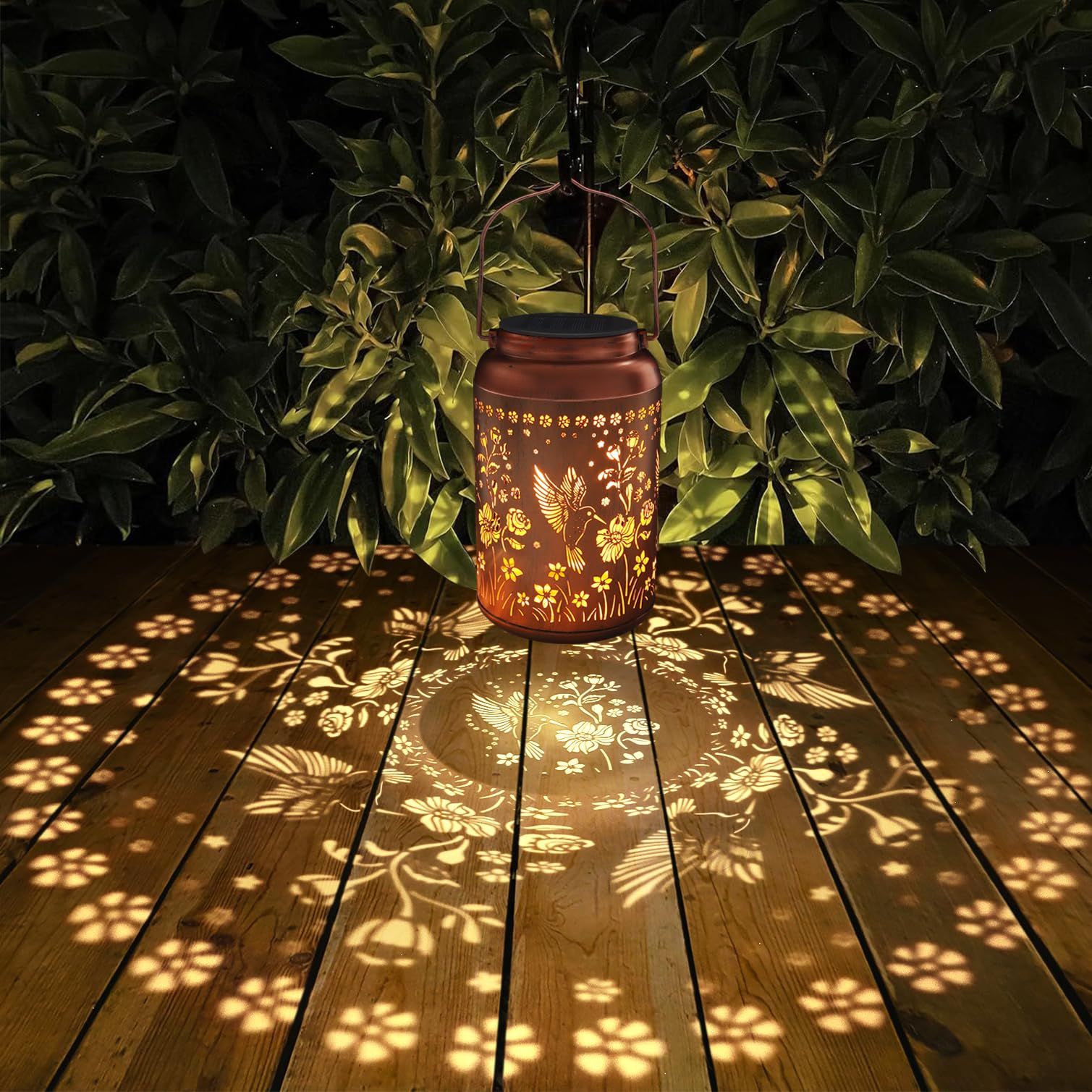 Solar Lanterns Outdoor Waterproof Hummingbird Garden Decor Gifts for Women Mom Grandma Hanging Solar Lights Metal Solar Decoration Outside for Yard, Patio Diameter 12cm, height 18cm - Image 2