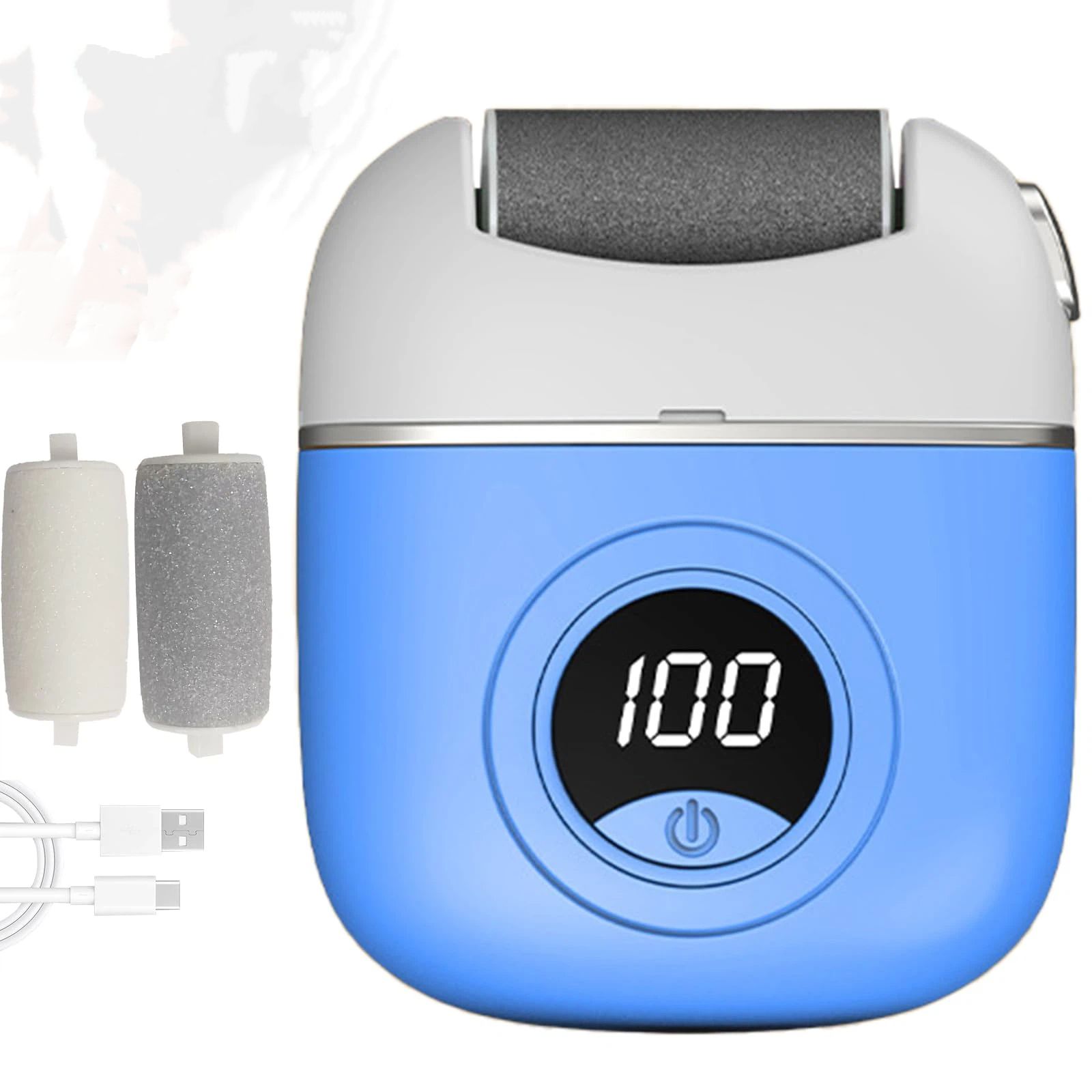 Electric Callus Remover for Feet, Portable Rechargeable Foot Repair and Grinding Device with Digital Display, Heel Polisher File for Men Women Dry Callus Dead Skin (Blue) - Image 1