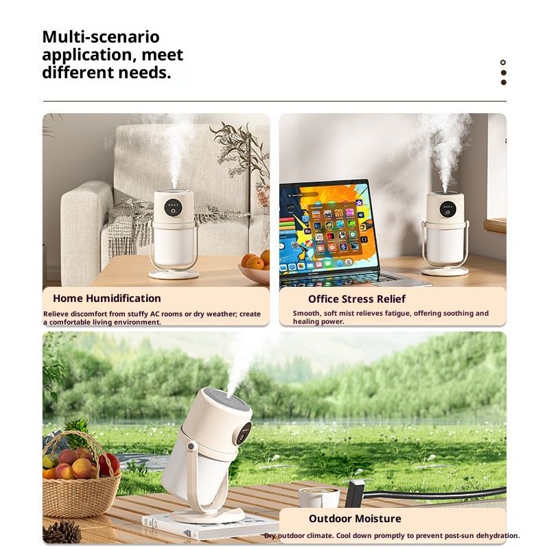 Portable Small Humidifier - Cold Mist Humidifier with 360° Rotating Stand, Stepless Dimming Warm Night Light, 2/8 H Timer Function, Mini humidifier for Bedroom, Plants, Office, and Car - Image 4