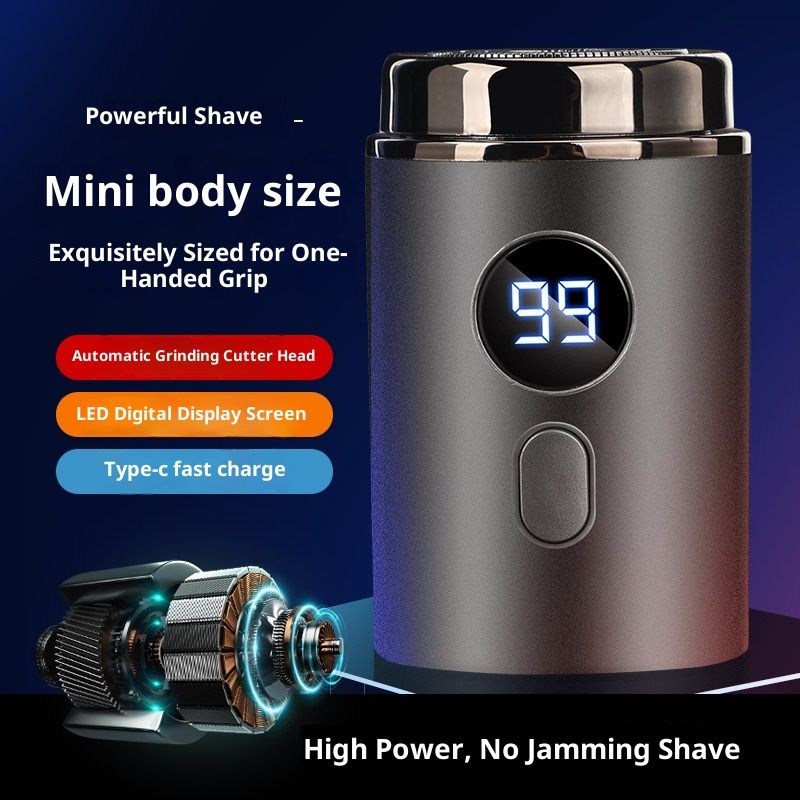 Electric Mini Razor Pockets Shaver for Men,Floating Big Shave Head Quick Shave, Waterproof Mini Portable Shaver,USB C Charge LED Power Display Mini Trimmer, Great for Travel,Car,Home Use (Gray) - Image 2