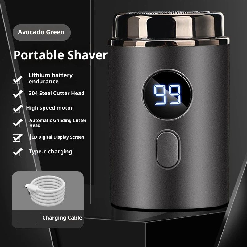 Electric Mini Razor Pockets Shaver for Men,Floating Big Shave Head Quick Shave, Waterproof Mini Portable Shaver,USB C Charge LED Power Display Mini Trimmer, Great for Travel,Car,Home Use (Gray) - Image 3