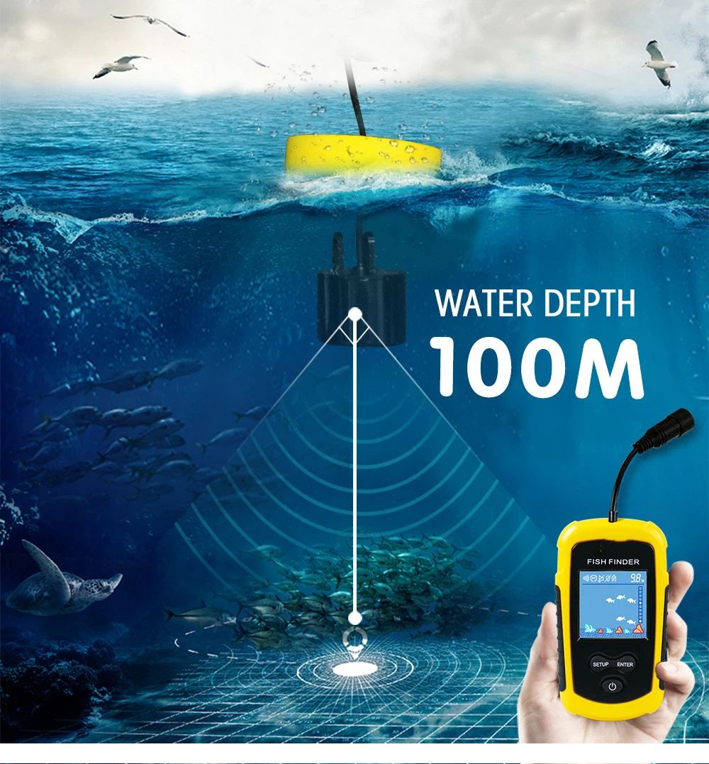 Portable Fish Depth Finder Water Handheld Fish Finder Sonar Castable Kayak Boat Fishfinder Transducer Fishing LCD Display （23*6.5cm) - Image 5