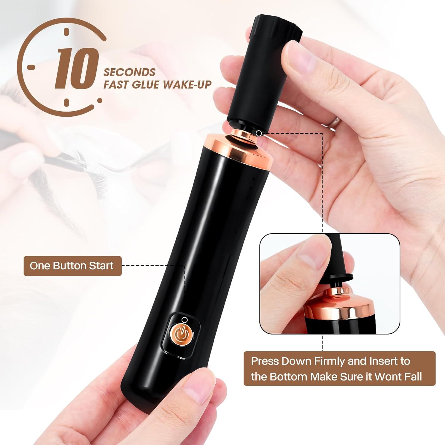 2pcs Electric Nail Lacquer Shaker, Eyelash Lacquer & Glue Shaker for Eyelash Extensions, Handsfree Tool for Nails & Polish（white+black） - Image 2