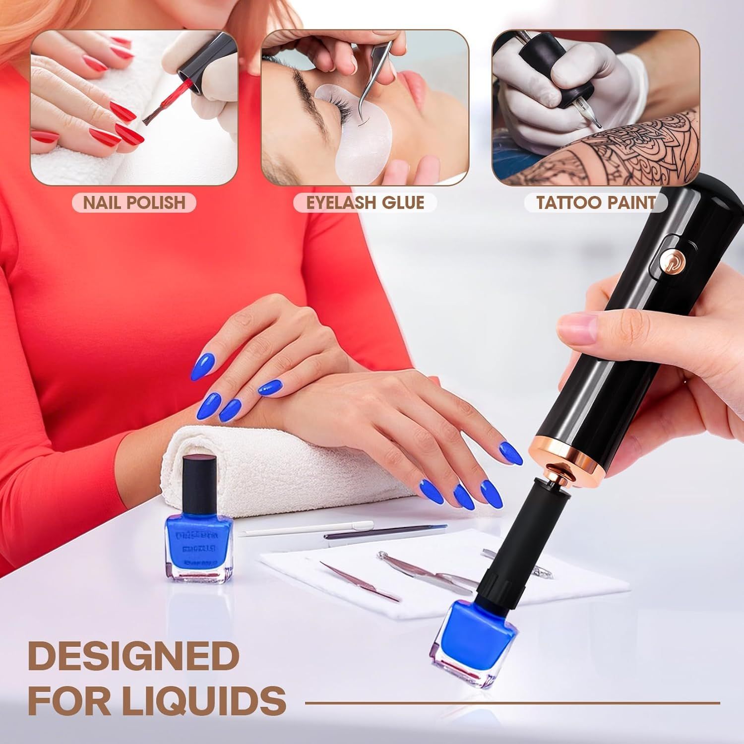 2pcs Electric Nail Lacquer Shaker, Eyelash Lacquer & Glue Shaker for Eyelash Extensions, Handsfree Tool for Nails & Polish（white+black） - Image 3