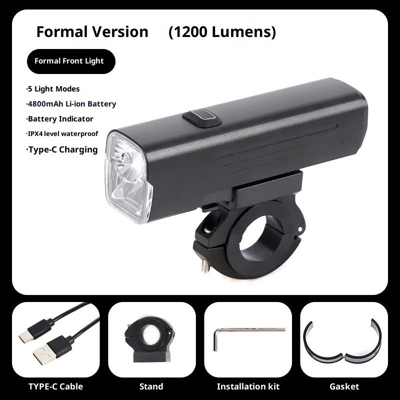 1200 Lumens Bike Light for Night Riding, USB-C Rechargeable Bike Headlight, Aluminium Alloy Waterproof Bike Front Light,LED Bike Light - Image 2