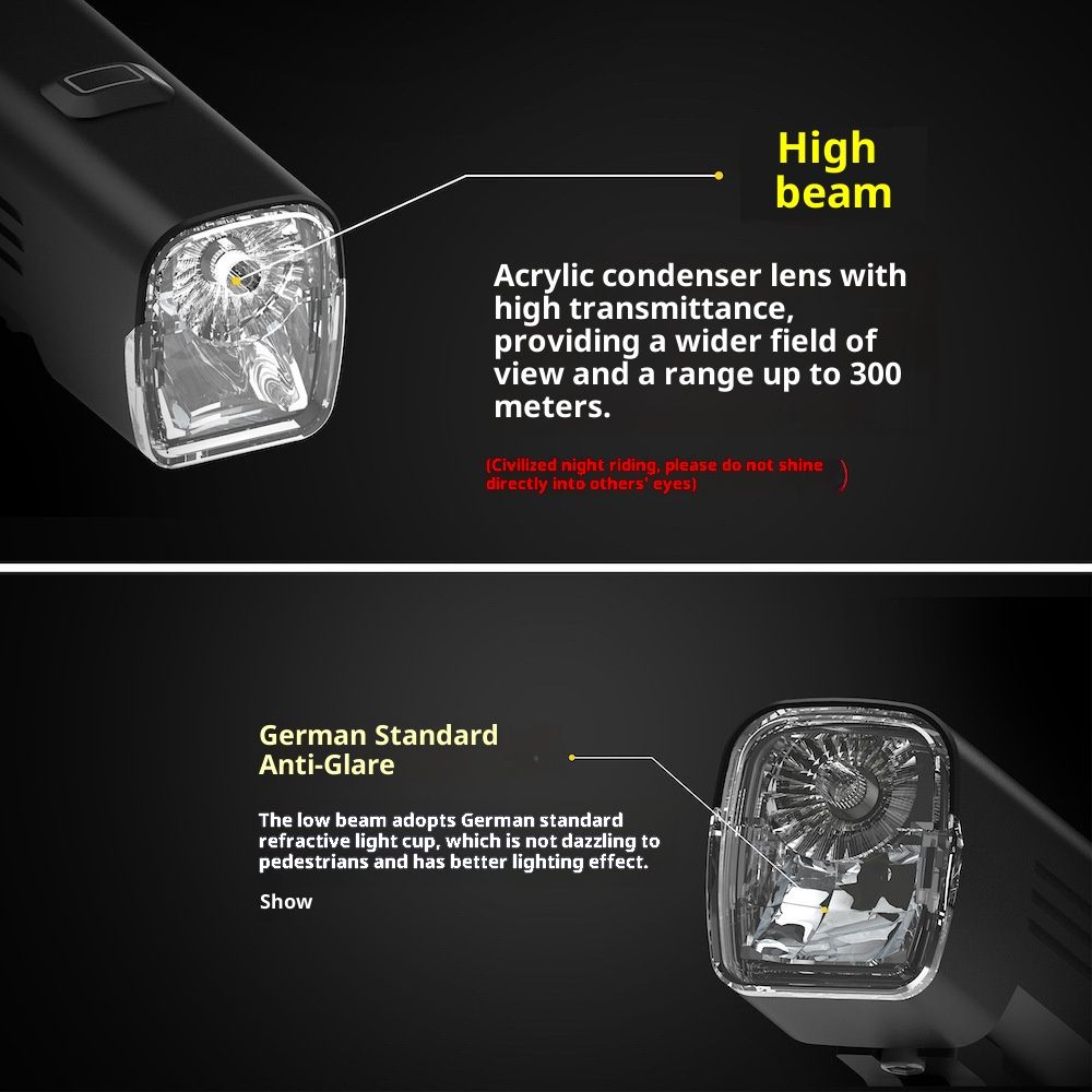 1200 Lumens Bike Light for Night Riding, USB-C Rechargeable Bike Headlight, Aluminium Alloy Waterproof Bike Front Light,LED Bike Light - Image 4