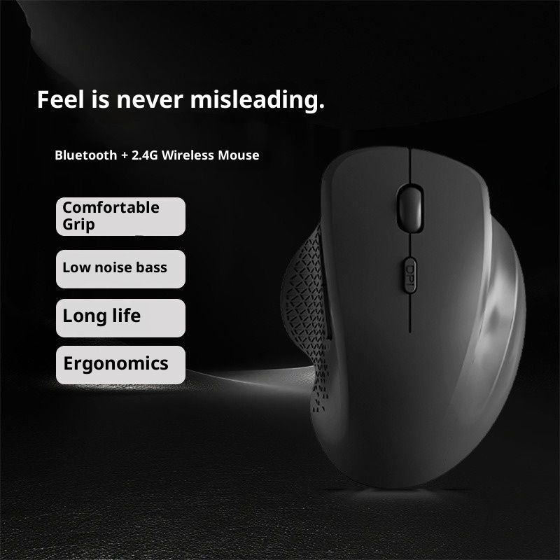 Wireless Mouse (2.4G) Silent 800-1200-1600 DPI Computer USB  & Bluetooth Mouse 6 Buttons, Wide Compatibility - Black - Image 2