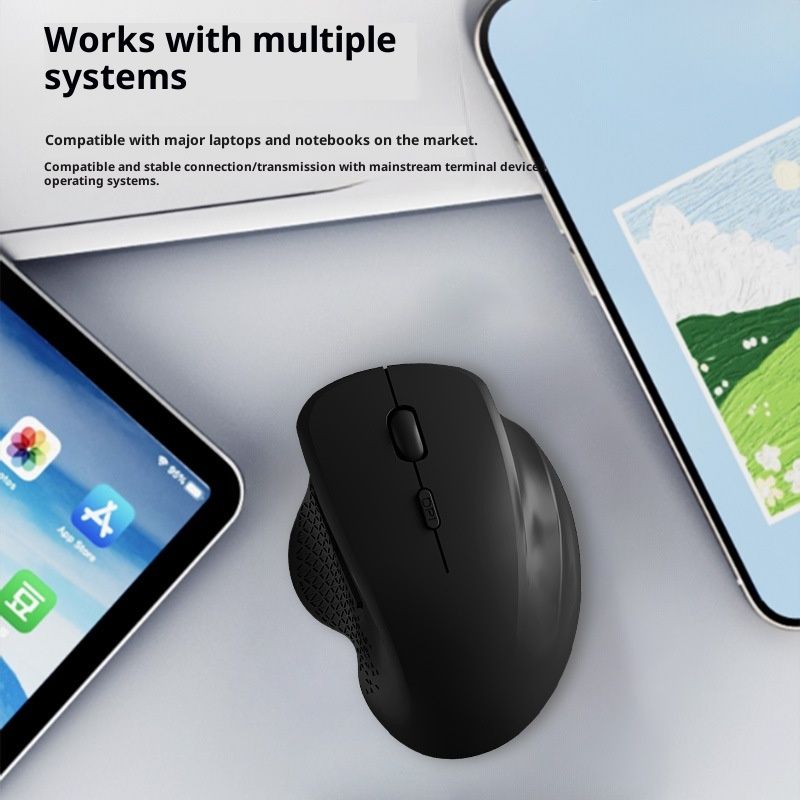 Wireless Mouse (2.4G) Silent 800-1200-1600 DPI Computer USB  & Bluetooth Mouse 6 Buttons, Wide Compatibility - Black - Image 3
