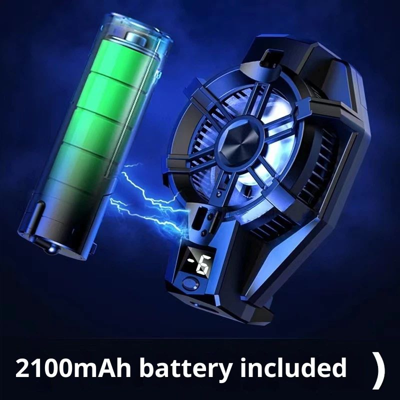 Phone Cooler with Battery, Phone Cooling Fan for Gaming Fit All Types of iPhone Android Smartphones, Mobile Phone Radiator with LED Temperature Display/Universal Clamp - Image 1