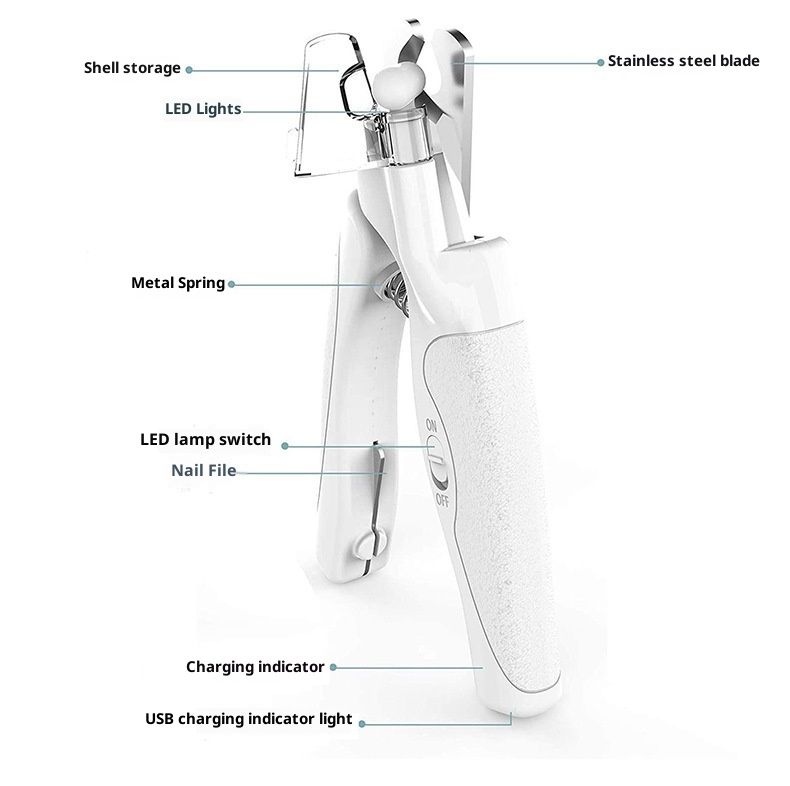 Cat Nail Clippers & Dog Nail Clippers Trimmers for Large Medium Small Dogs Cats Claw Trimmer Quick Sensor and Safety Guard USB Rechargeable with LED Lights Dogs Nail Trimmer - Image 4