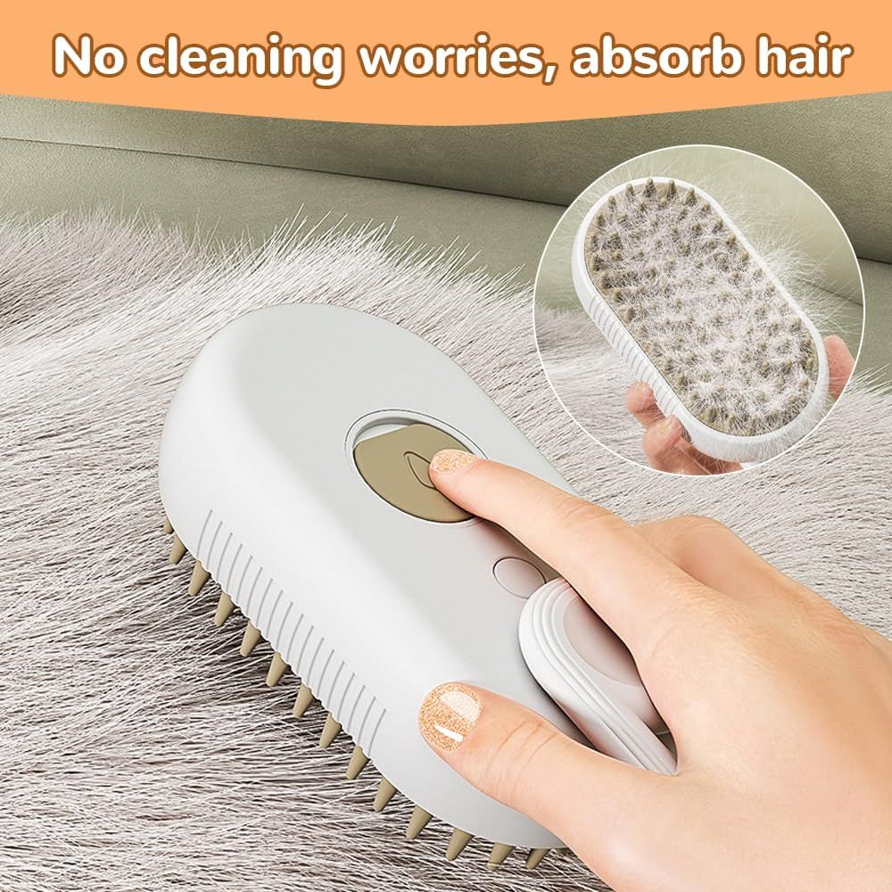Pet Steam Groomer Comb 2pcs,3 in 1 Cat Steam Brush Pet Hair Steamy Brushes,Grooming Comb Tool for Pets Hair Removal with Steam for Massage Cleaning Shedding (White, ) - Image 3