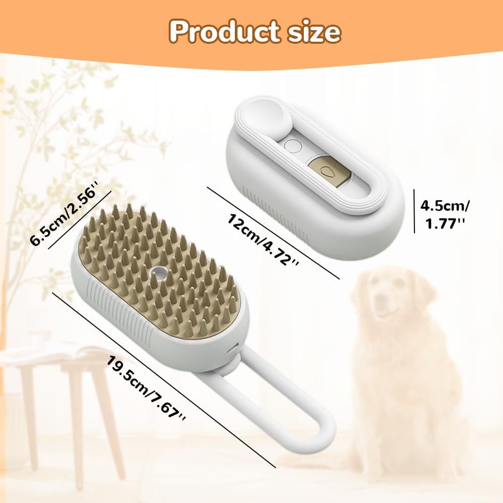 Pet Steam Groomer Comb 2pcs,3 in 1 Cat Steam Brush Pet Hair Steamy Brushes,Grooming Comb Tool for Pets Hair Removal with Steam for Massage Cleaning Shedding (White, ) - Image 5