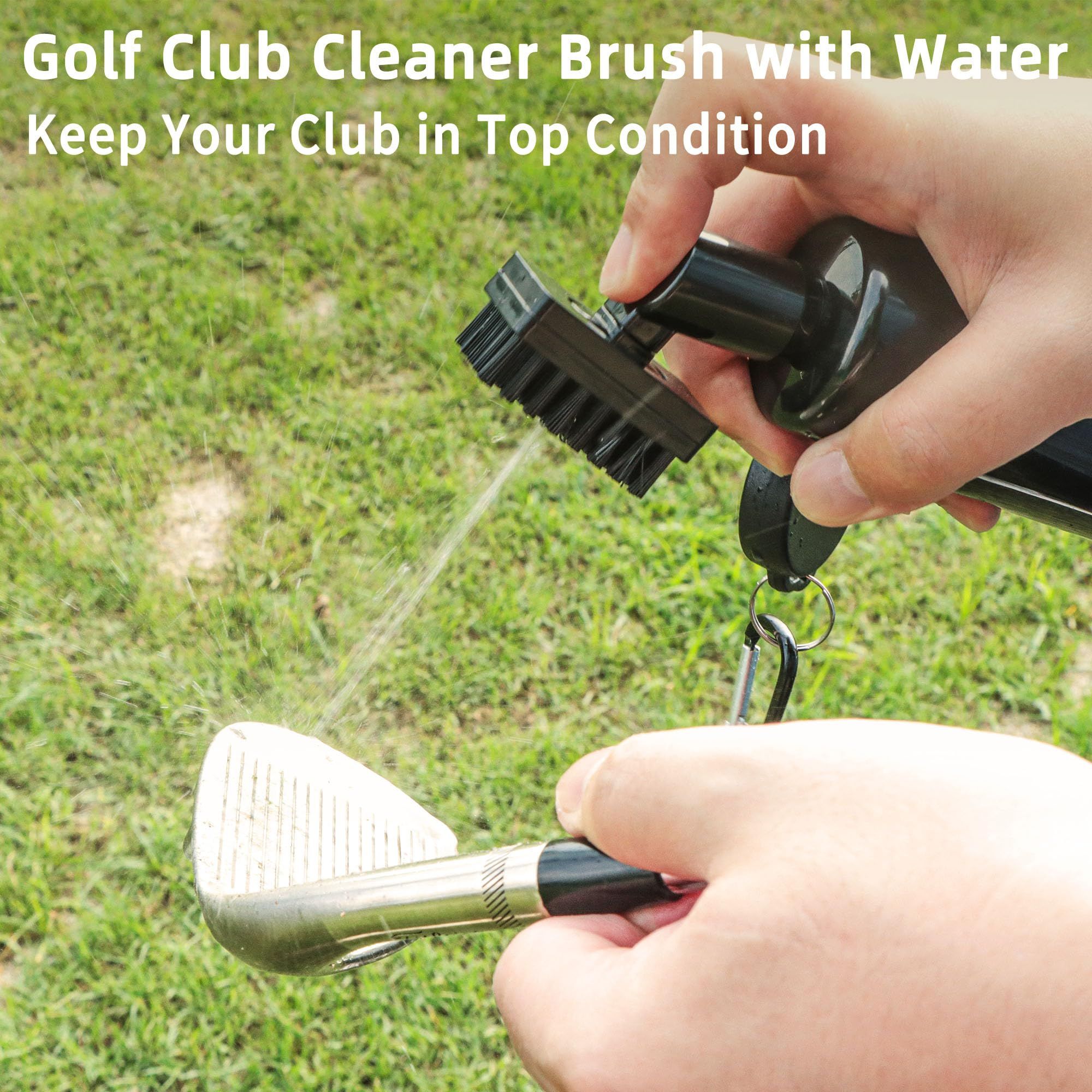 Golf Club Cleaner Brush, Golf Water Brush with Spray Bottle Holdsof Water, Golf Club Cleaning Kit -  Essential Golf Accessories for Men, 2pcs black - Image 3