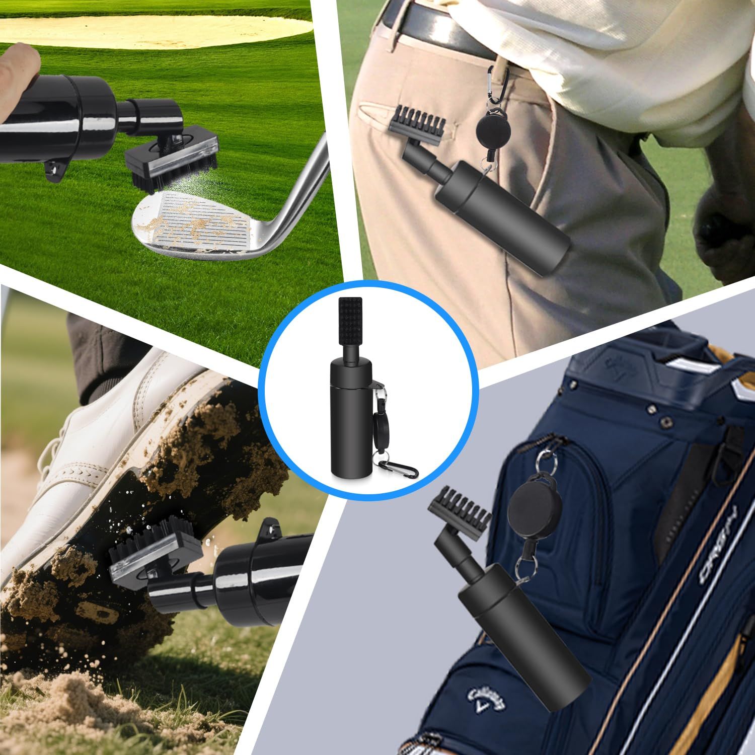 Golf Club Cleaner Brush, Golf Water Brush with Spray Bottle Holdsof Water, Golf Club Cleaning Kit -  Essential Golf Accessories for Men, 2pcs black - Image 4