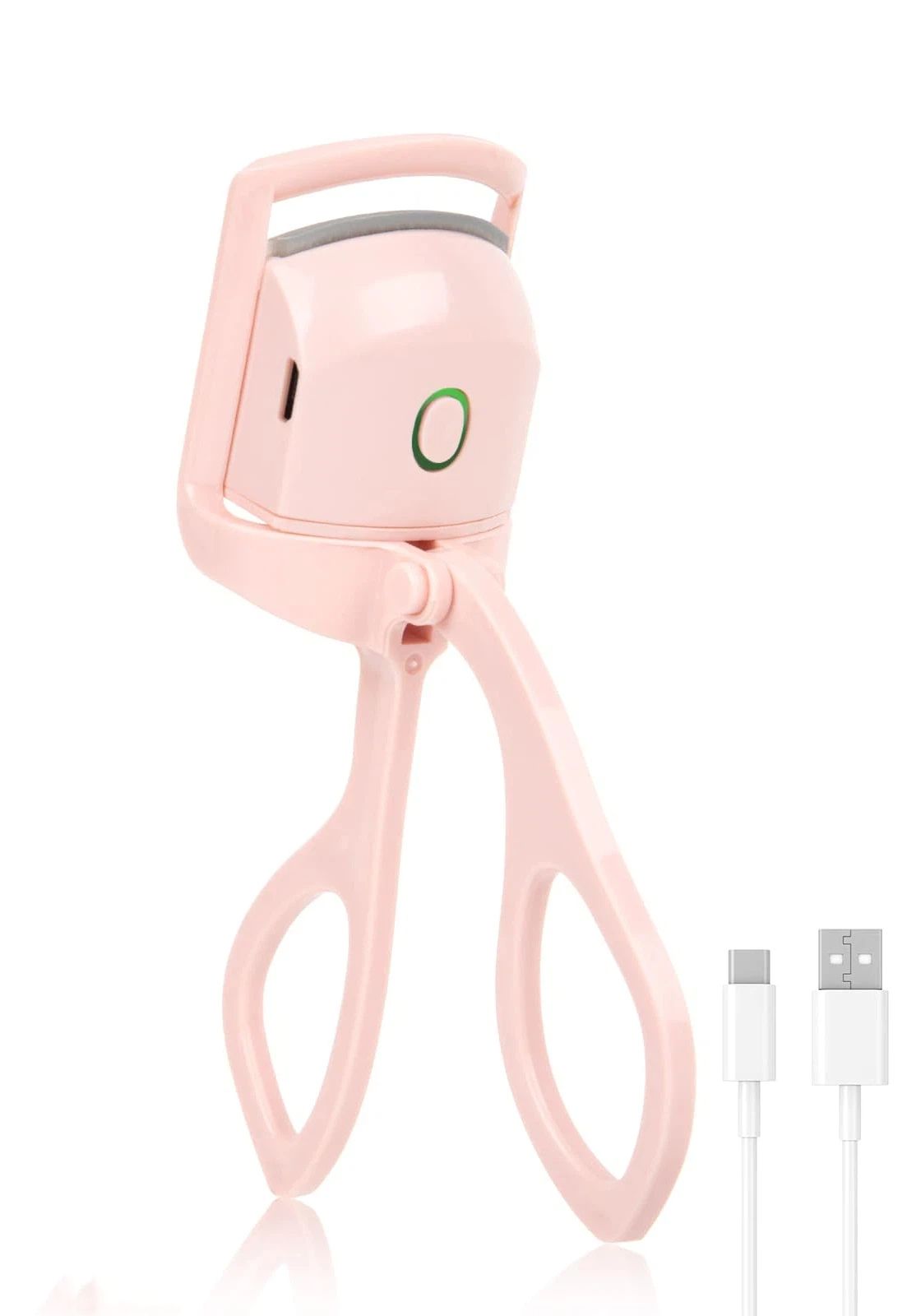 Electric Heated Eyelash Curler for Women – USB Rechargeable Heated Lash Curler with Quick Heat-Up, Multi-Temp Settings, 24H Natural Curl, Anti-Scald Silicone, Portable Makeup Tool, Pink - Image 1