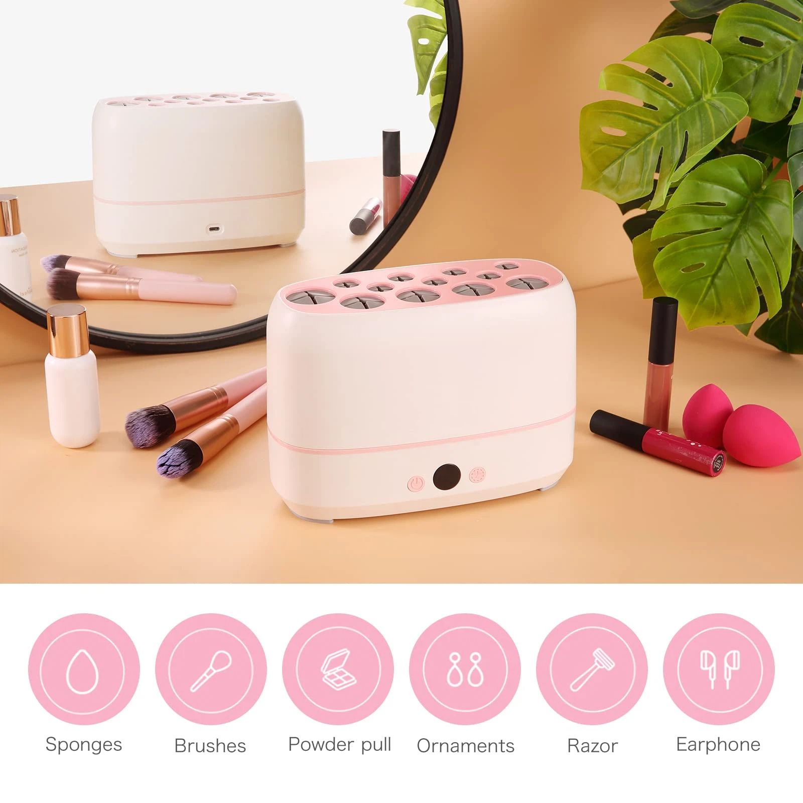 Drying 12pcs Makeup Brushes,2pcs Sponges Or Powder Puff AT The Same Time,Baked Slowly At Constant Temperature Without Hurting The Bristles,USB Charge(Type-C) - Image 3