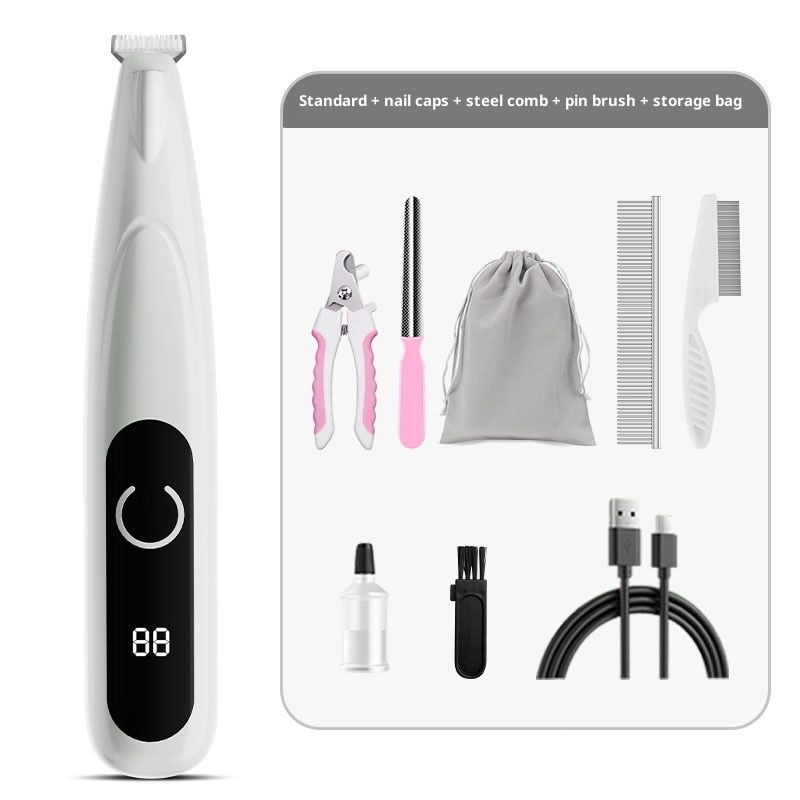 Upgrade Pet Micro Precision Trimmer, Multifunctional Pet Hair Clippers for Grooming with LED Light, Low Noise Waterproof Rechargeable Pet Paw Trimmer (White Wide) - Image 1