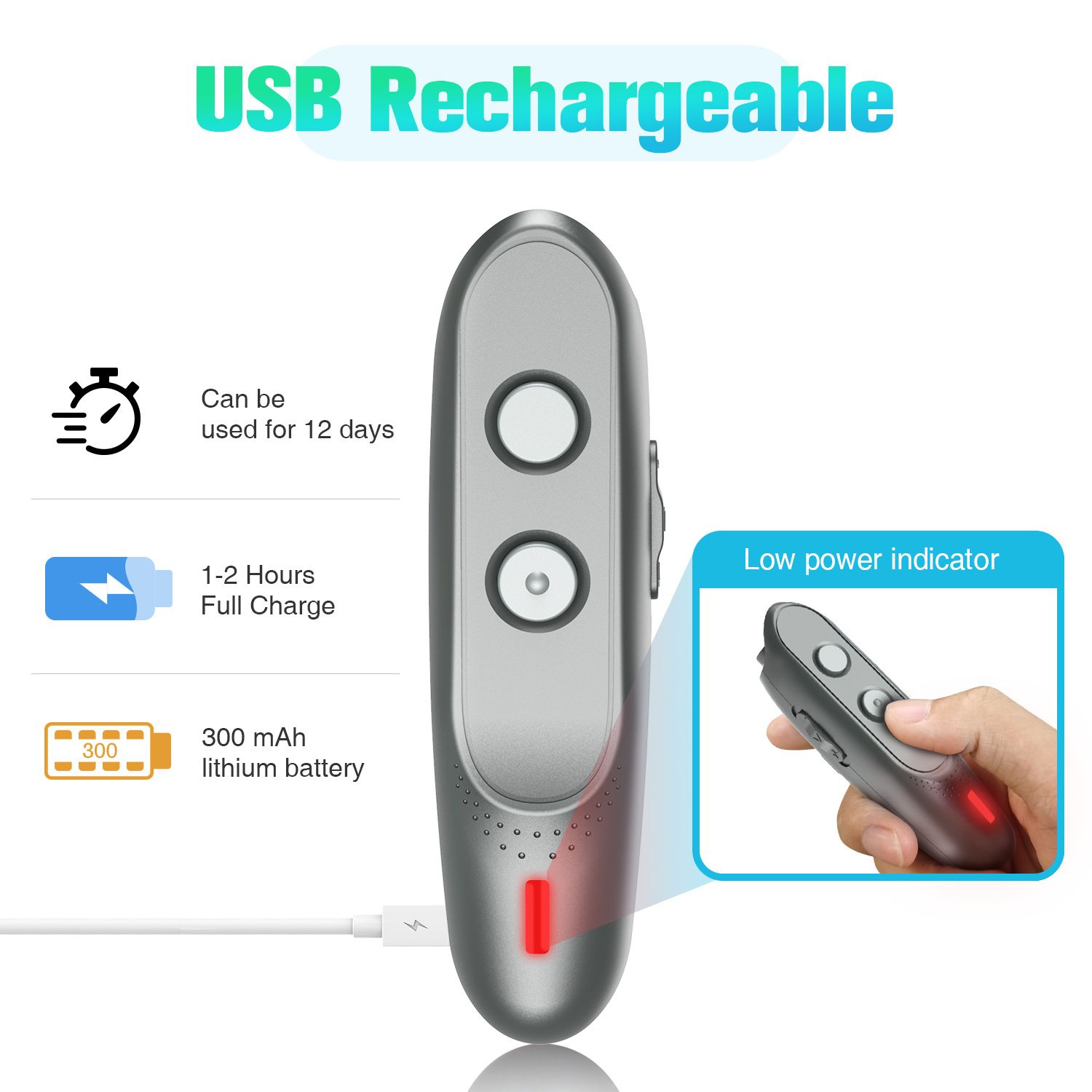 Dog Barking Control Devices, Ultrasonic Dog Barking Deterrent Devices w/ 3 Frequencies Immune-Proof, USB Rechargeable Handheld Dog Training Tool Barking Behavior - Image 3