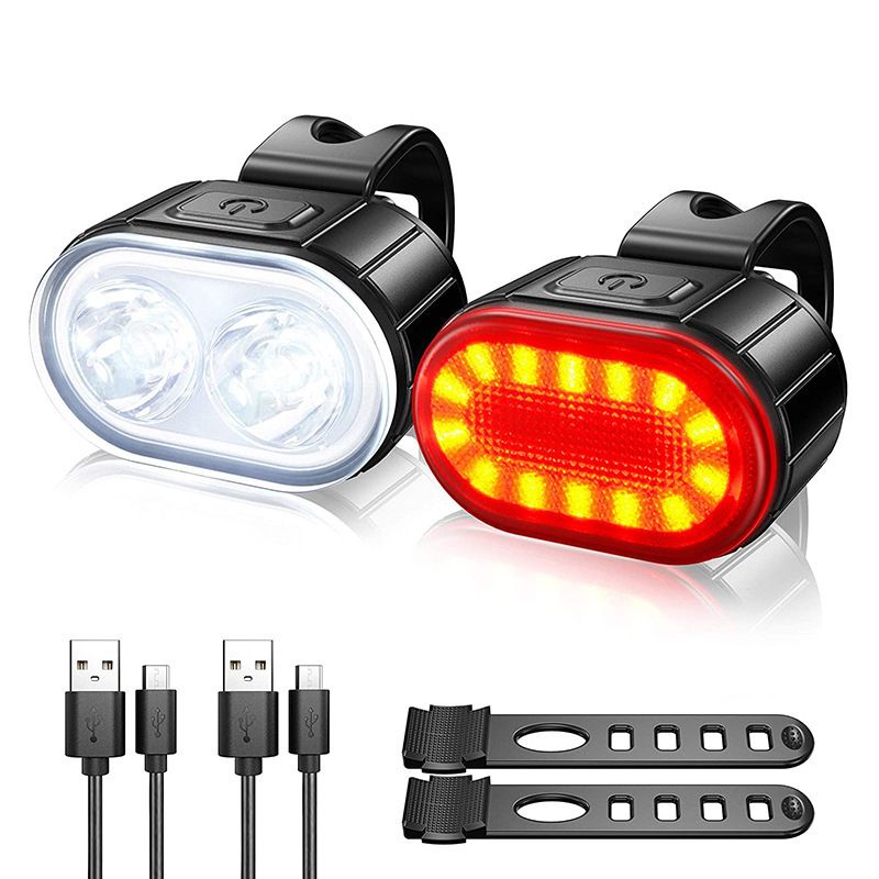 Bike Lights for Night Riding, USB Rechargeable LED Waterproof IPX5 Bicycle Lights  Rear Taillight Set with Mode Memory and Super Bright 6 Modes Options - Image 1