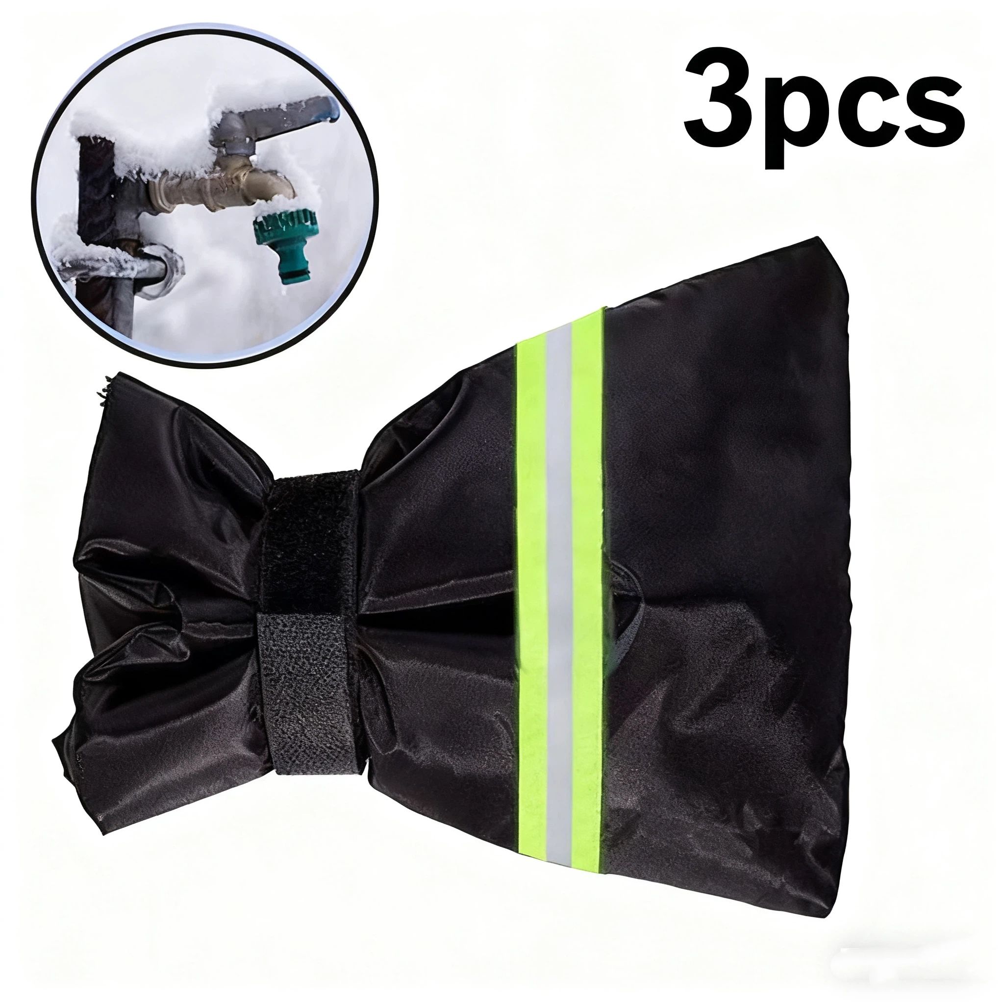 3pcs Thickened Anti-Freeze Outdoor Faucet Socks - Reusable Hose Bib Covers with Reflective Strips for Winter Freeze Protection（15*18cm) - Image 1