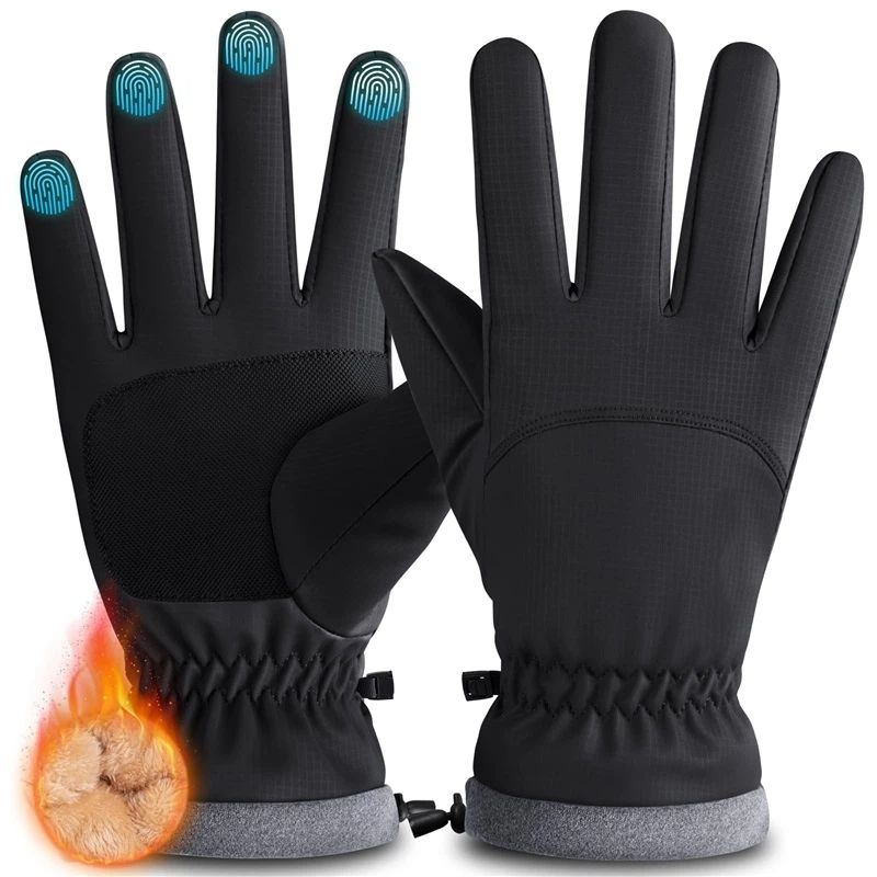 Waterproof Warm Gloves Women Men with Touchscreen Fingers, Ski Snow Windproof for Cold Weather Thermal, for Running Hiking Driving Cycling Outdoor （black,26.5*11cm） - Image 1