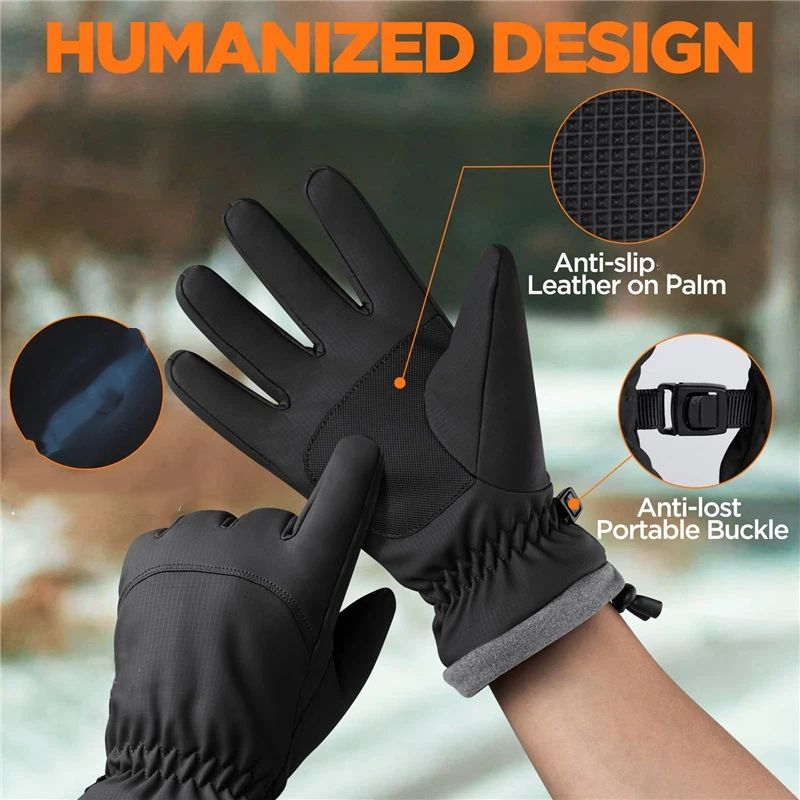 Waterproof Warm Gloves Women Men with Touchscreen Fingers, Ski Snow Windproof for Cold Weather Thermal, for Running Hiking Driving Cycling Outdoor （black,26.5*11cm） - Image 4